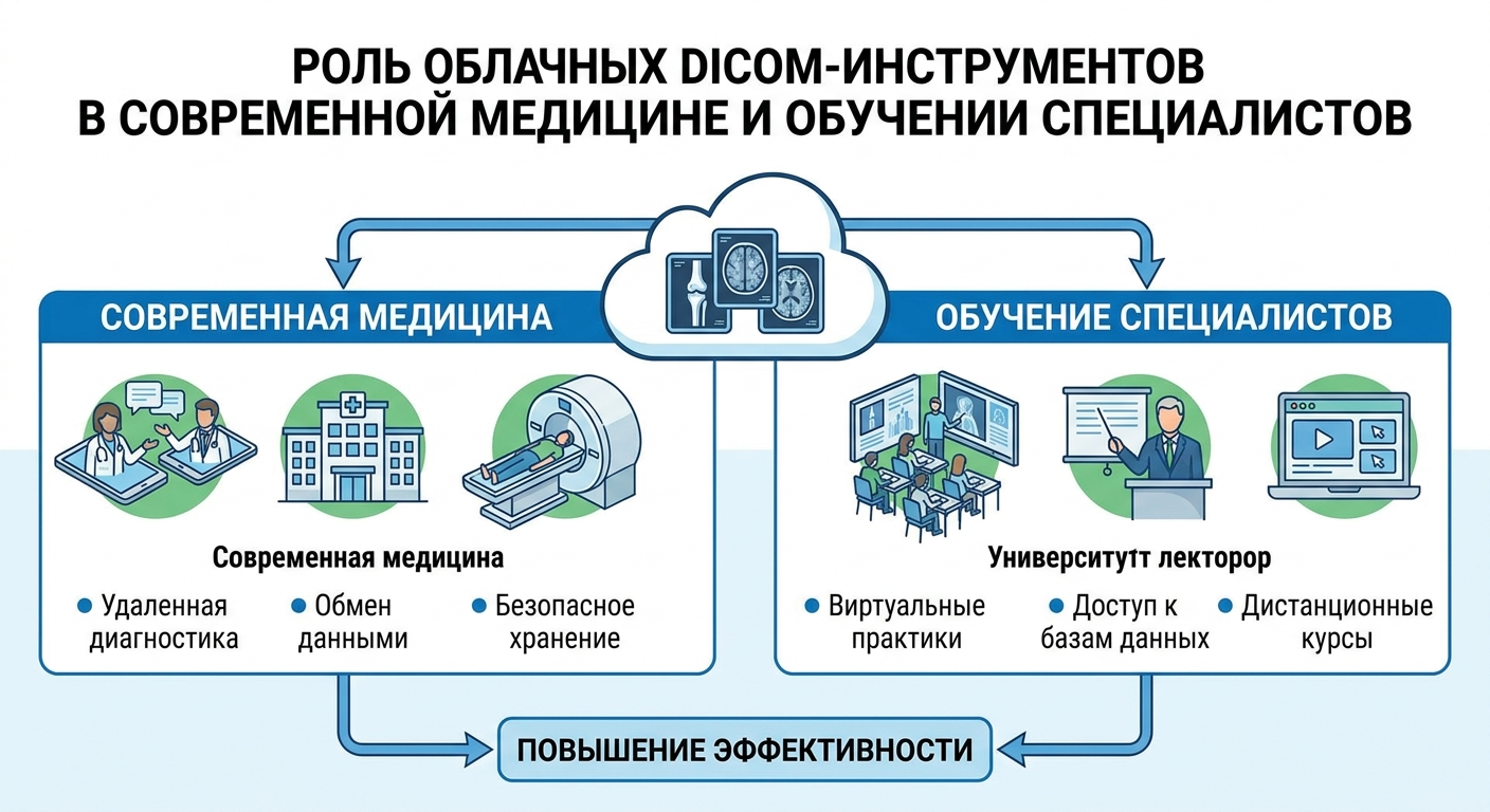 Роль облачных DICOM-инструментов в современной медицине и обучении специалистов